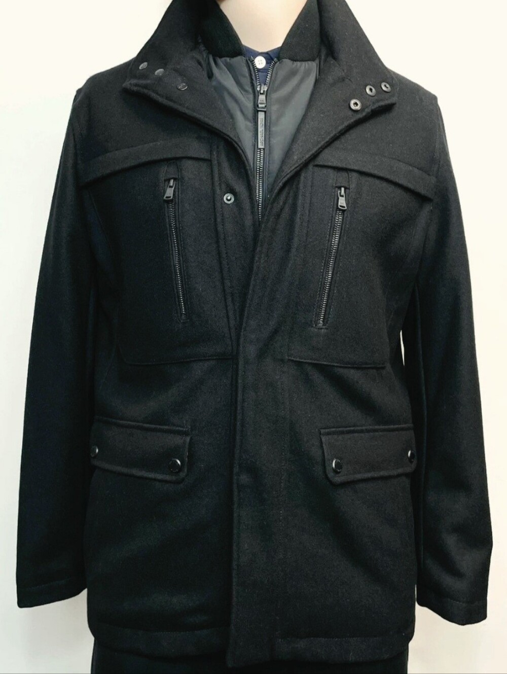 Michael Kors Men's Thick Black Pea Coat Size Large